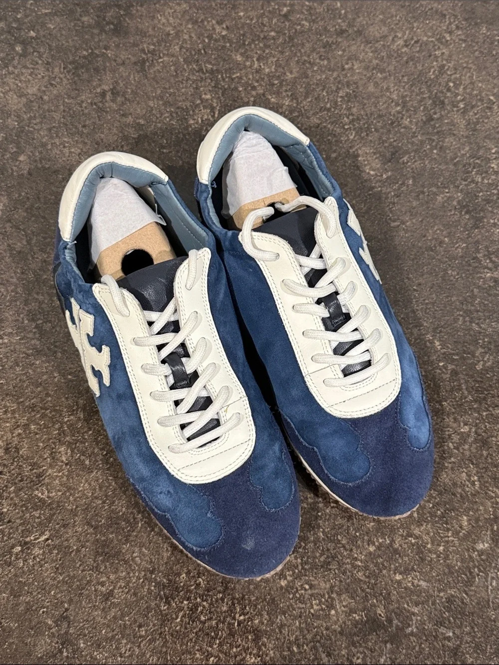 Tory Burch Women's Navy Blue Suede Ballet Sneakers Size 7.5 Coastal Nautical